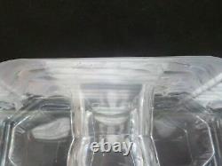 Lalique Crystal VENISE bowl / vase, Frosted Double Lion Heads Base