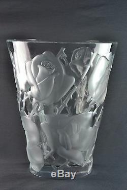 Lalique Crystal Vase, pre-1978 Ispahan Roses Vase