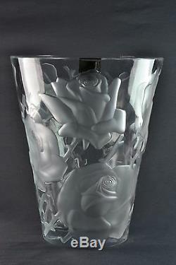Lalique Crystal Vase, pre-1978 Ispahan Roses Vase