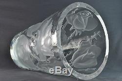 Lalique Crystal Vase, pre-1978 Ispahan Roses Vase