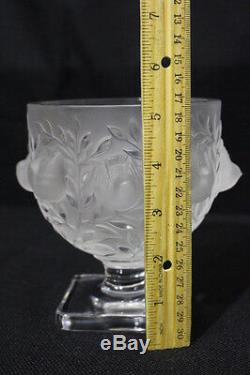 Lalique Elizabeth Art Glass Footed Vase, 1960's, Excellent Condition