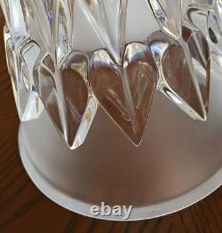 Lalique Feuilles Art Deco Vase. Clear & frosted crystal trumpet shaped vase Mint