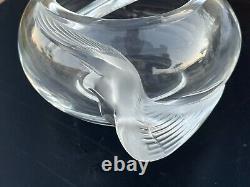 Lalique France Adelaide Flying Doves Vase Oval Bowl Frosted French Deco PREOWNED