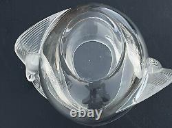 Lalique France Adelaide Flying Doves Vase Oval Bowl Frosted French Deco PREOWNED