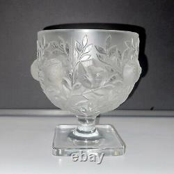 Lalique France Art Elizabeth Footed Frosted Bird Vase