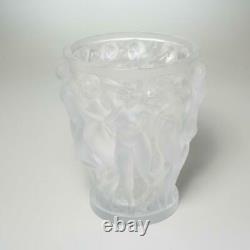 Lalique France Bacchantes Frosted Glass Vase, 9.75 Signed