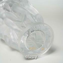 Lalique France Bacchantes Frosted Glass Vase, 9.75 Signed