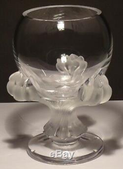 Lalique France Bagheera Lions Paw Crystal Vase / Bowl 8 1/2 Tall Marked