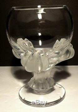 Lalique France Bagheera Lions Paw Crystal Vase / Bowl 8 1/2 Tall Marked