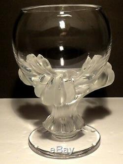 Lalique France Bagheera Lions Paw Crystal Vase / Bowl 8 1/2 Tall Marked