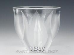 Lalique France Crystal 4 TALL DEUX TULIP VASE