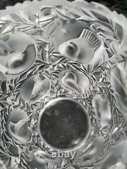 Lalique France Crystal BAGATELLE SPARROW BIRDS VASE