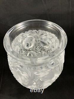 Lalique France Crystal BAGATELLE SPARROW BIRDS VASE