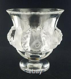 Lalique France Crystal Dampierre Bird Sparrows Vase, 4 3/4, France