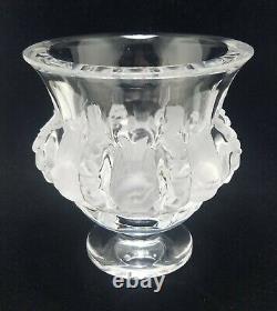 Lalique France Crystal Dampierre Bird Sparrows Vase, 4 3/4, France