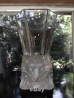 Lalique France Crystal Venise Lion Planter / Handmade in France