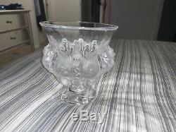 Lalique France Dampierre French Frosted Crystal Mantle Display Art Glass Vase