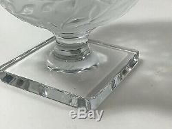 Lalique France Elizabeth Footed Crystal Glass Vase Bowl Birds Sparrow Vintage