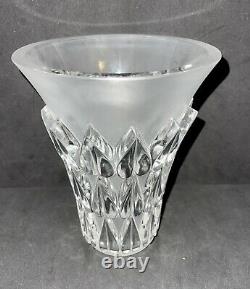 Lalique France Feuilles Frosted Crystal Vase Leaf Design