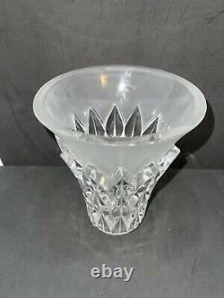 Lalique France Feuilles Frosted Crystal Vase Leaf Design