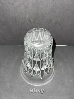 Lalique France Feuilles Frosted Crystal Vase Leaf Design