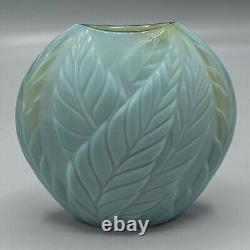 Lalique France Filicaria Crystal Vase Opalescent Green 4 1/2- FREE USA SHIPPING