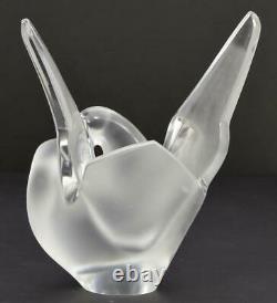 Lalique, France, SYLVIE Two Doves Frosted Crystal Vase, 8 1/4 Tall