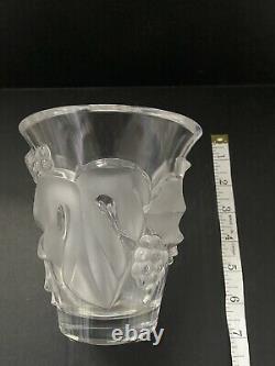 Lalique France Signed Saumur Leaf & Grapes Crystal Pattern Vase Mint