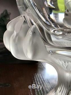 Lalique French Crystal Bagheera Lion's Paw Vase Mint Condition Signed Authentic