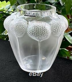 Lalique French Crystal Bali Vase Mint signed Authentic and Corgeous