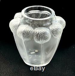 Lalique French Crystal Bali Vase Mint signed Authentic and Corgeous