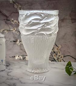 Lalique French Crystal Oceania Dolphins Vase Large 14 24lb Mint Signed Gorgeous