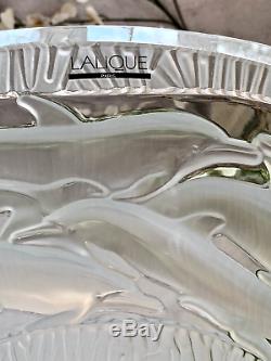 Lalique French Crystal Oceania Dolphins Vase Large 14 24lb Mint Signed Gorgeous