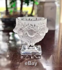 Lalique Frosted Crystal Elizabeth Vase Mint Signed Authentic Excellent Quality