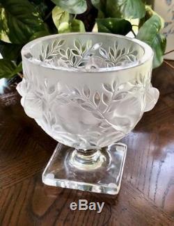 Lalique Frosted Crystal Elizabeth Vase Mint Signed Authentic Excellent Quality