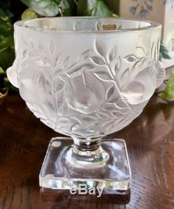 Lalique Frosted Crystal Elizabeth Vase Mint Signed Authentic Excellent Quality