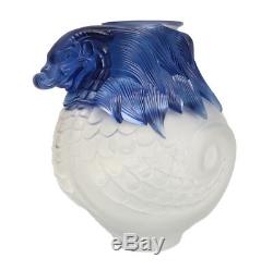 Lalique Imperial Dragon Vase Frosted Crystal & Blue Edition of 99 MSRP $42,000