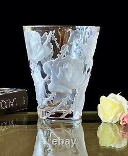 Lalique Ispahan Roses Vase Finest French Crystal 9.5 Tall Signed Mint Gorgeous