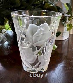 Lalique Ispahan Roses Vase Finest French Crystal 9.5 Tall Signed Mint Gorgeous