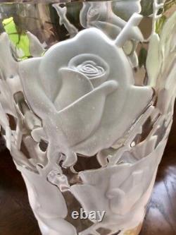 Lalique Ispahan Roses Vase Finest French Crystal 9.5 Tall Signed Mint Gorgeous