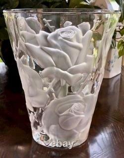 Lalique Ispahan Roses Vase Finest French Crystal 9.5 Tall Signed Mint Gorgeous