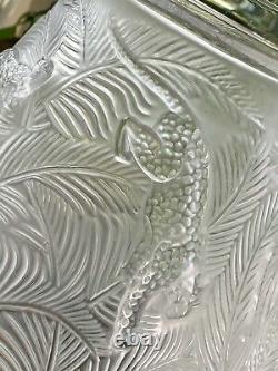 Lalique Jungle Vase 10 Tall 10 Pounds Retail $2500 Mint Condition Signed