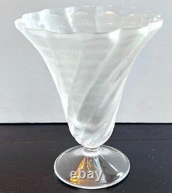 Lalique LUCIE Vintage Shell Vase Fluted Clear & Frosted French Crystal 6