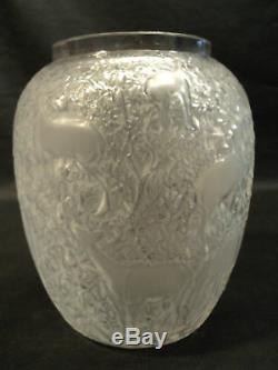 Lalique Mid-Century Frosted Crystal BICHES Deer 6.5 Vase (#1)