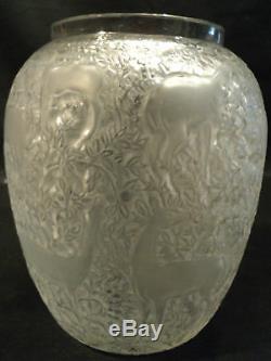 Lalique Mid-Century Frosted Crystal BICHES Deer 6.5 Vase (#1)