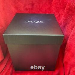 Lalique Mossi clear & frosted glass vase with original label and box, stunning