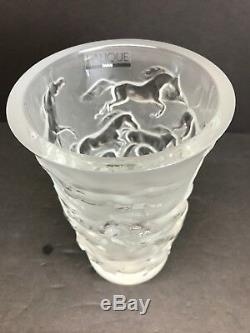 Lalique Mustang Heavy Crystal Vase Wild Horses Gallops Signed