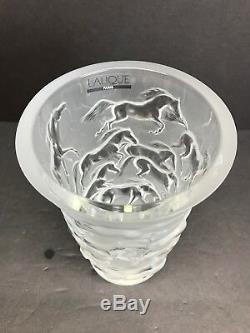 Lalique Mustang Heavy Crystal Vase Wild Horses Gallops Signed