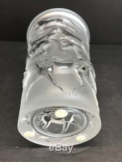 Lalique Mustang Heavy Crystal Vase Wild Horses Gallops Signed