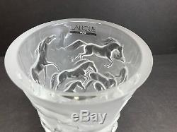 Lalique Mustang Heavy Crystal Vase Wild Horses Gallops Signed